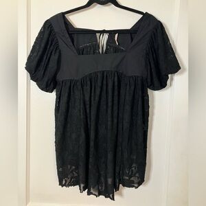 Free People Black Lace Blouse